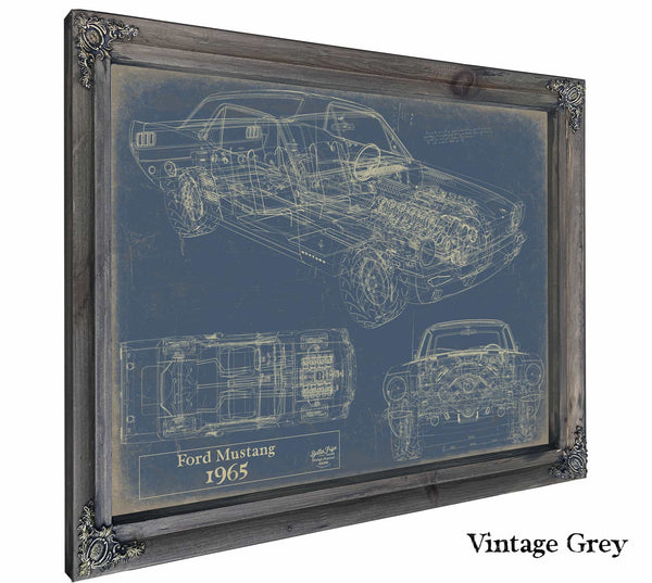 Bella Frye Home & Garden > Decor > Artwork 24" x 18" / Grey Frame / Blue 1965 Ford Mustang  Original Artwork