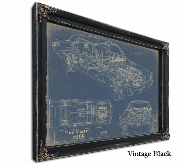 Bella Frye Home & Garden > Decor > Artwork 24" x 18" / Black Frame / Blue 1965 Ford Mustang  Original Artwork