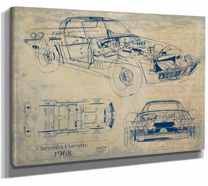 Bella Frye Home & Garden > Decor > Artwork 1968 Chevrolet Corvette  Original Artwork