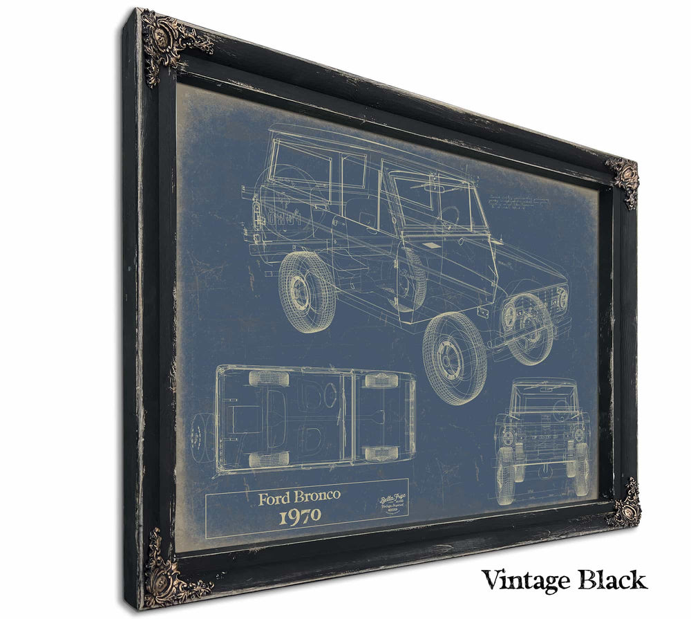 Bella Frye Home & Garden > Decor > Artwork 24" x 18" / Black Frame / Blue 1970 Ford Bronco  Original Artwork