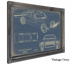 Bella Frye Home & Garden > Decor > Artwork 24" x 18" / Grey Frame / Blue 1971 Chrysler Imperial  Original Artwork