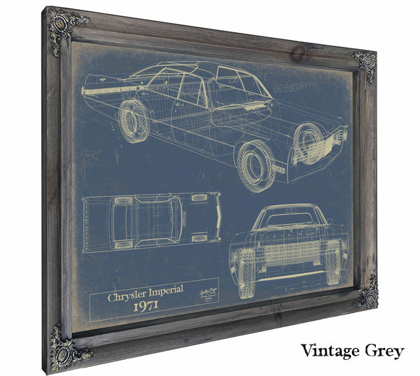 Bella Frye Home & Garden > Decor > Artwork 24" x 18" / Grey Frame / Blue 1971 Chrysler Imperial  Original Artwork