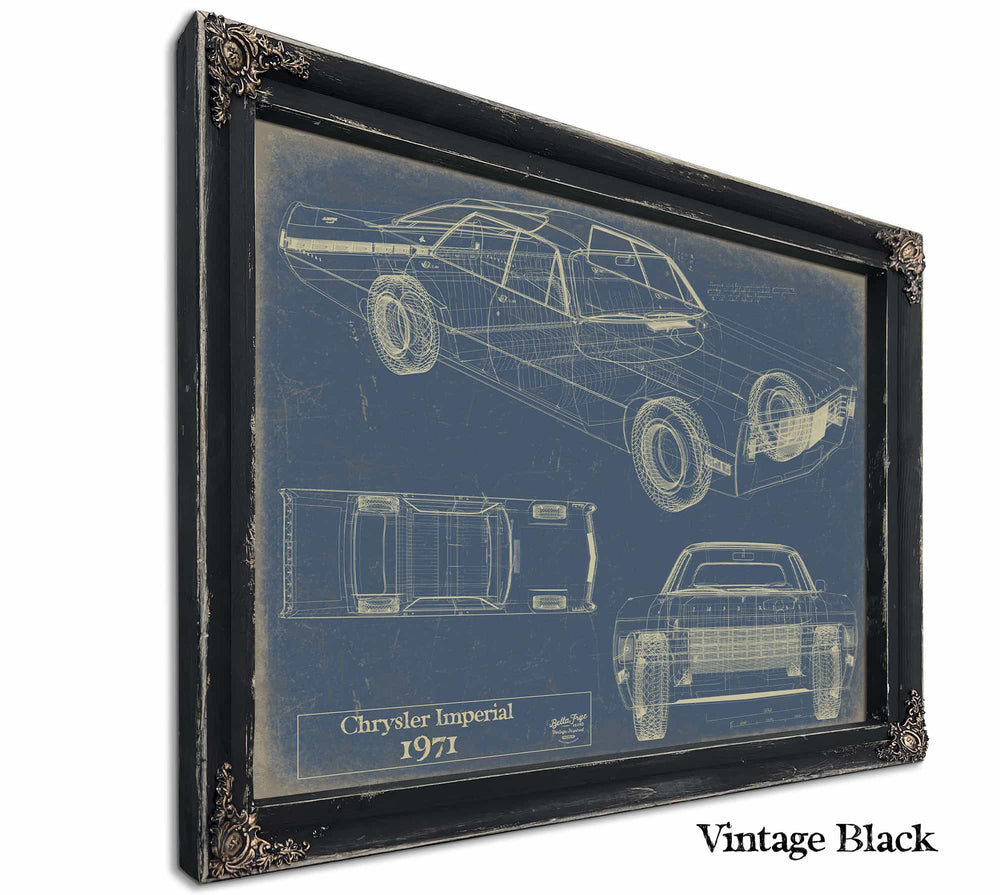 Bella Frye Home & Garden > Decor > Artwork 24" x 18" / Black Frame / Blue 1971 Chrysler Imperial  Original Artwork