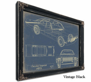 Bella Frye Home & Garden > Decor > Artwork 24" x 18" / Black Frame / Blue 1971 Chrysler Imperial  Original Artwork