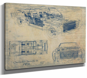 Bella Frye Home & Garden > Decor > Artwork 24" x 18" / Stretched Canvas Wrap / Blue 1972 Chevelle Original Artwork