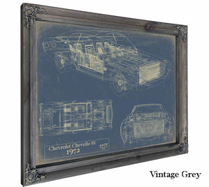 Bella Frye Home & Garden > Decor > Artwork 24" x 18" / Grey Frame / Blue 1972 Chevelle Original Artwork