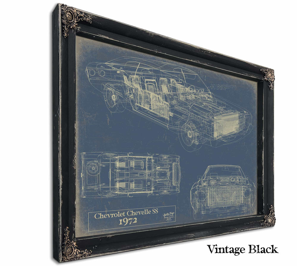 Bella Frye Home & Garden > Decor > Artwork 24" x 18" / Black Frame / Blue 1972 Chevelle Original Artwork