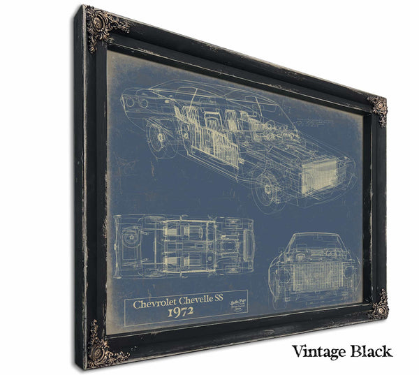 Bella Frye Home & Garden > Decor > Artwork 24" x 18" / Black Frame / Blue 1972 Chevelle Original Artwork