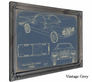 Bella Frye Home & Garden > Decor > Artwork 24" x 18" / Grey Frame / Blue 1982 Chevrolet El Camino  Original Artwork