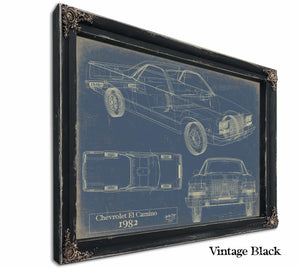 Bella Frye Home & Garden > Decor > Artwork 24" x 18" / Black Frame / Blue 1982 Chevrolet El Camino  Original Artwork