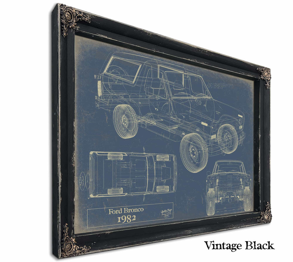 Bella Frye Home & Garden > Decor > Artwork 24" x 18" / Black Frame / Blue 1982 Ford Bronco  Original Artwork