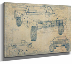 Bella Frye Home & Garden > Decor > Artwork 24" x 18" / Stretched Canvas Wrap / Blue 1985 Ford F 250  Original Artwork