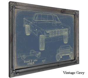 Bella Frye Home & Garden > Decor > Artwork 24" x 18" / Grey Frame / Blue 1985 Ford F 250  Original Artwork