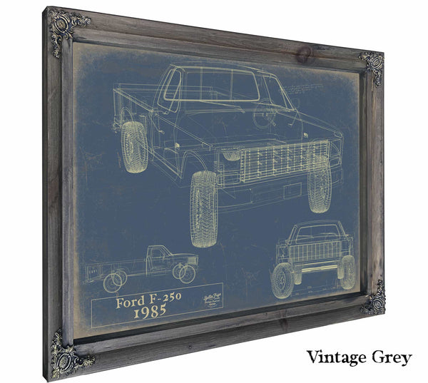 Bella Frye Home & Garden > Decor > Artwork 24" x 18" / Grey Frame / Blue 1985 Ford F 250  Original Artwork