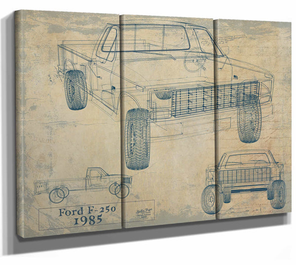 Bella Frye Home & Garden > Decor > Artwork 36" x 24" / 3 Panel Canvas Wrap / Blue 1985 Ford F 250  Original Artwork
