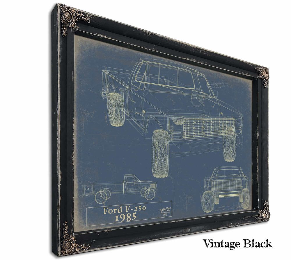 Bella Frye Home & Garden > Decor > Artwork 24" x 18" / Black Frame / Blue 1985 Ford F 250  Original Artwork