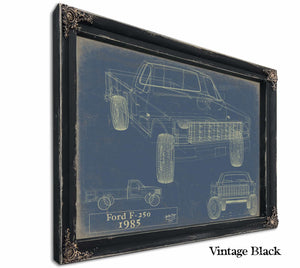 Bella Frye Home & Garden > Decor > Artwork 24" x 18" / Black Frame / Blue 1985 Ford F 250  Original Artwork