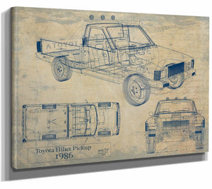 Bella Frye Home & Garden > Decor > Artwork 24" x 18" / Stretched Canvas Wrap / Blue 1986 Toyota Hilux Original Artwork