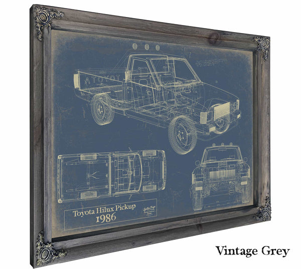 Bella Frye Home & Garden > Decor > Artwork 24" x 18" / Grey Frame / Blue 1986 Toyota Hilux Original Artwork
