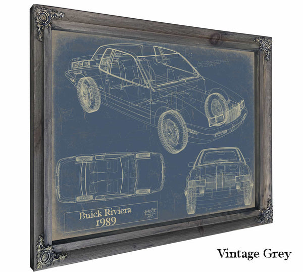 Bella Frye Home & Garden > Decor > Artwork 24" x 18" / Grey Frame / Blue 1989 Buick Riviera  Original Artwork