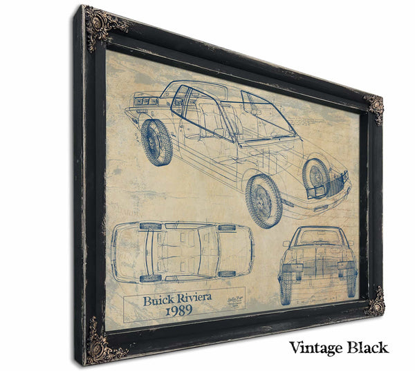 Bella Frye Home & Garden > Decor > Artwork 24" x 18" / Black Frame / Blue 1989 Buick Riviera  Original Artwork