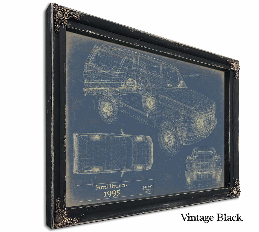 Bella Frye Home & Garden > Decor > Artwork 24" x 18" / Black Frame / Blue 1995 Ford Bronco  Original Artwork