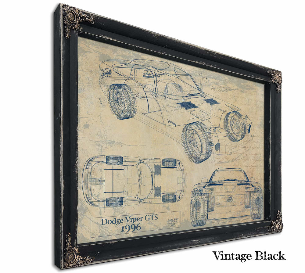 Bella Frye Home & Garden > Decor > Artwork 24" x 18" / Black Frame / Blue 1996 Dodge Viper GTS  Original Artwork