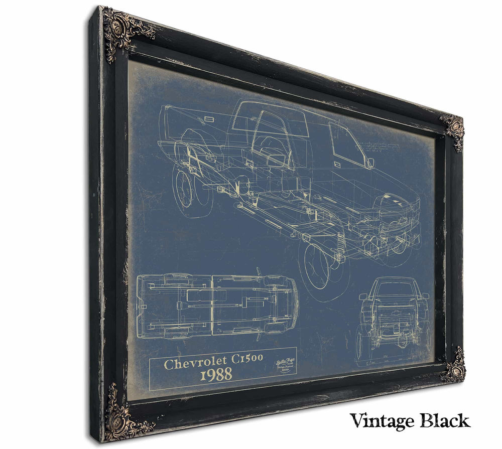 Bella Frye Home & Garden > Decor > Artwork 24" x 18" / Black Frame / Blue 1998 Chevrolet c1500  Original Artwork