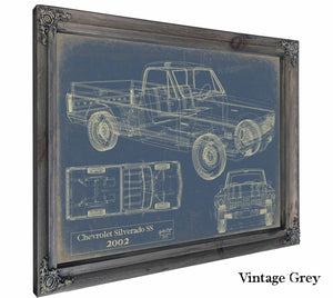 Bella Frye Home & Garden > Decor > Artwork 24" x 18" / Grey Frame / Blue 2002 Chevrolet Silverado Ss  Original Artwork