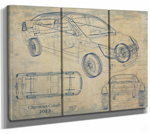 Bella Frye Home & Garden > Decor > Artwork 36" x 24" / 3 Panel Canvas Wrap / Blue 2012 Chevrolet Cobalt  Original Artwork