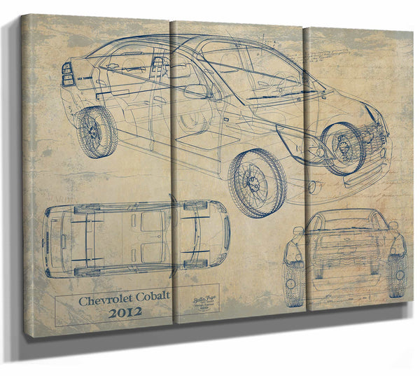 Bella Frye Home & Garden > Decor > Artwork 36" x 24" / 3 Panel Canvas Wrap / Blue 2012 Chevrolet Cobalt  Original Artwork