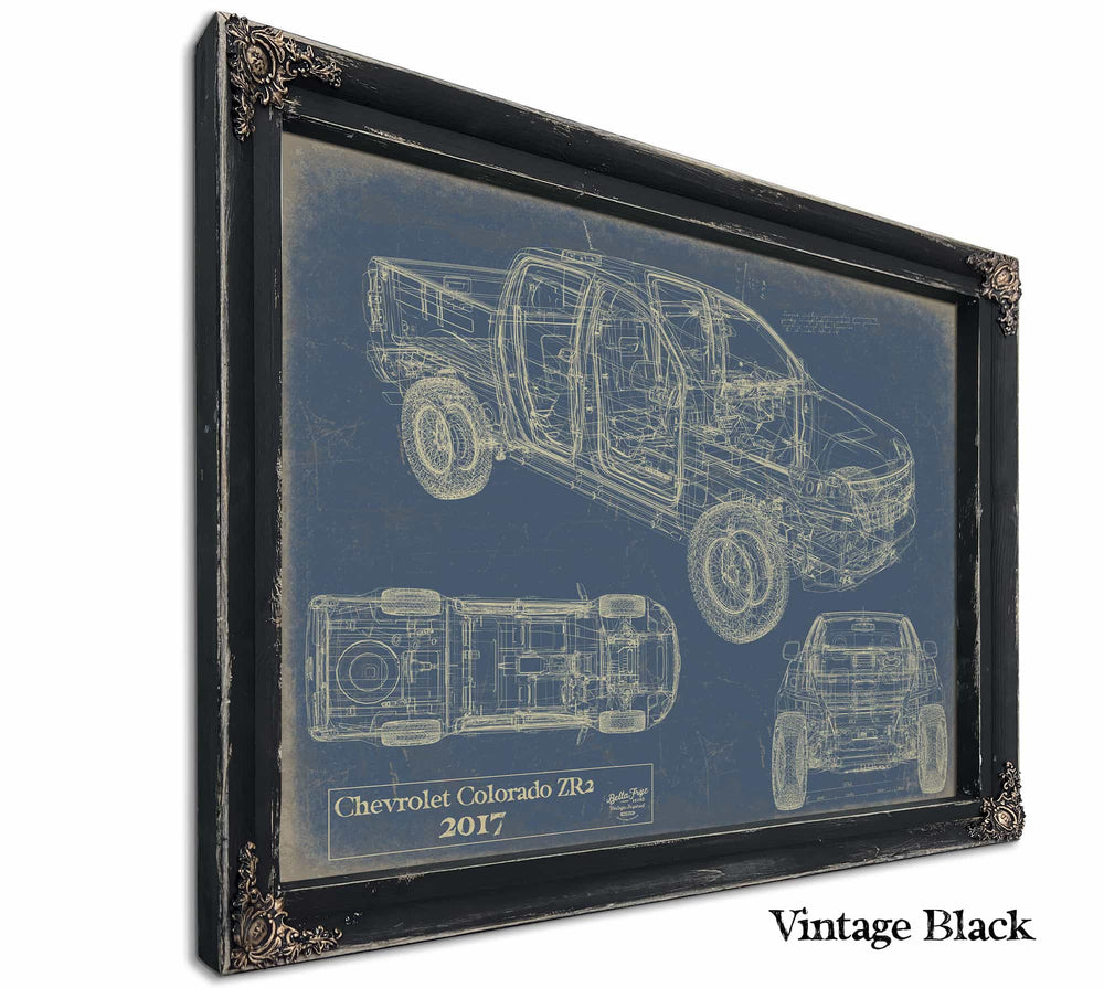 Bella Frye Home & Garden > Decor > Artwork 24" x 18" / Black Frame / Blue 2017 Chevrolet Colorado ZR2 Original Artwork