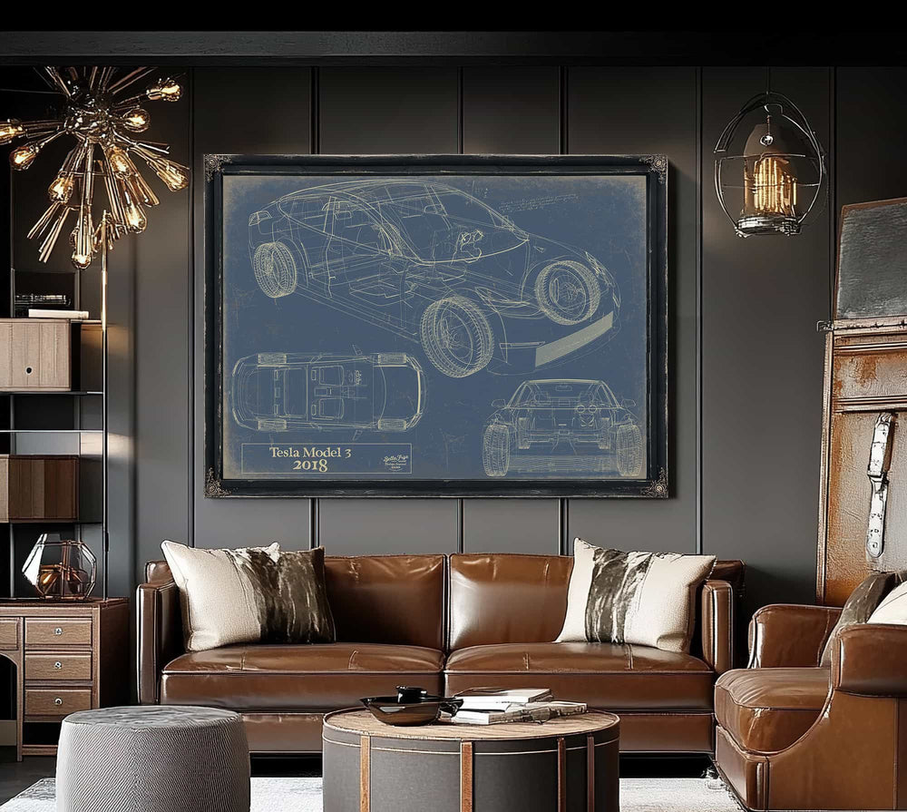 Bella Frye Home & Garden > Decor > Artwork 2018 Tesla Model3  Original Artwork