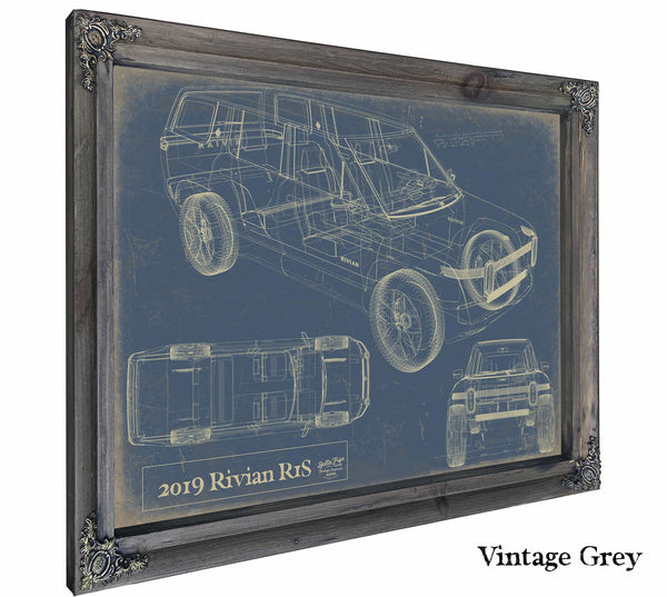 Bella Frye Home & Garden > Decor > Artwork 24" x 18" / Grey Frame / Blue 2019 Rivianr1S  Original Artwork