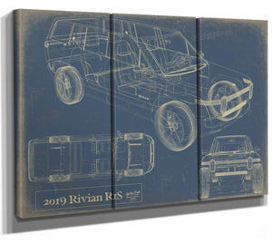 Bella Frye Home & Garden > Decor > Artwork 36" x 24" / 3 Panel Canvas Wrap / Blue 2019 Rivianr1S  Original Artwork