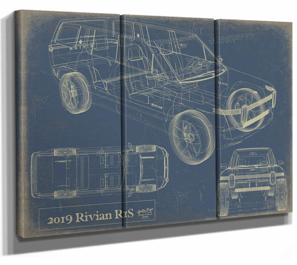 Bella Frye Home & Garden > Decor > Artwork 36" x 24" / 3 Panel Canvas Wrap / Blue 2019 Rivianr1S  Original Artwork