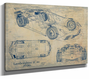 Bella Frye Home & Garden > Decor > Artwork 24" x 18" / Stretched Canvas Wrap / Blue 2020 Lamborghini Sc20  Original Artwork