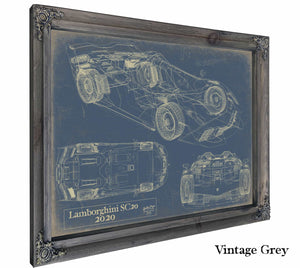 Bella Frye Home & Garden > Decor > Artwork 24" x 18" / Grey Frame / Blue 2020 Lamborghini Sc20  Original Artwork