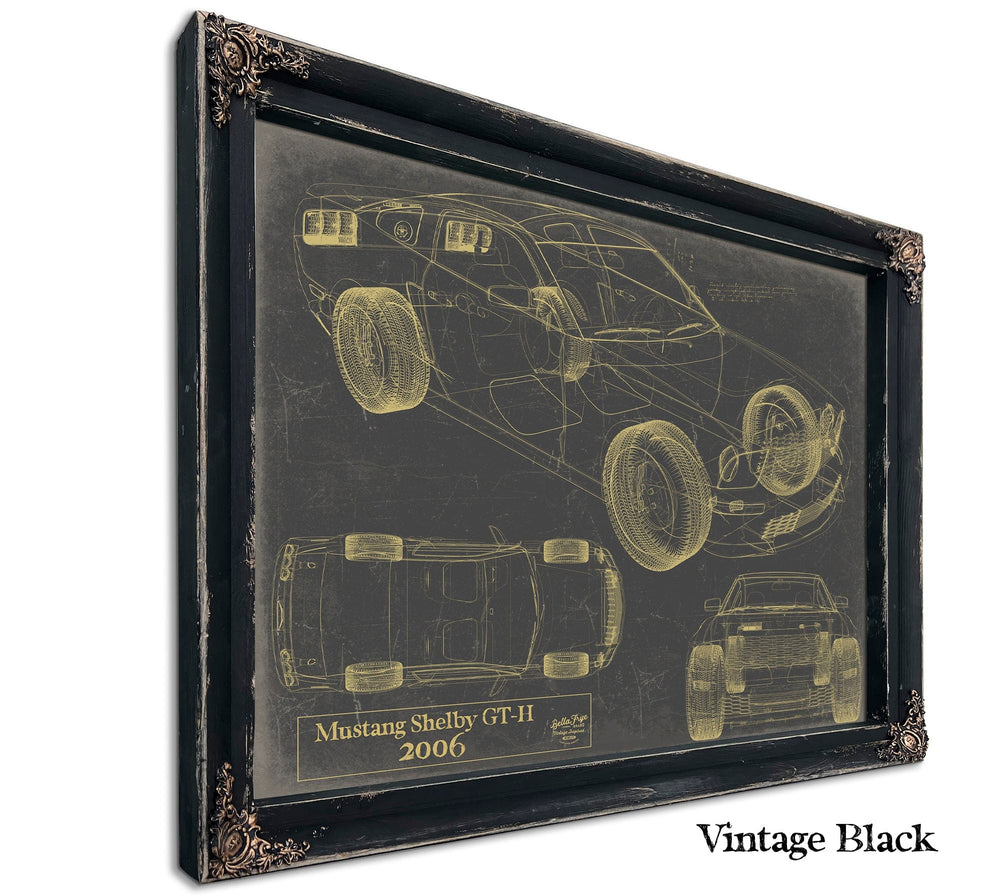 Bella Frye Home & Garden > Decor > Artwork 24" x 18" / Black Frame / Blue 2006 Ford Mustang Shelby Gt H  Original Artwork