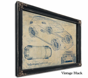 Bella Frye Home & Garden > Decor > Artwork 24" x 18" / Black Frame / Blue Volkswagen Golf 5 Gti  Original Artwork