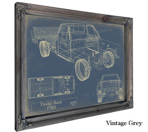 Bella Frye Home & Garden > Decor > Artwork 24" x 18" / Grey Frame / Blue 1981 Dodge Ram Truck Original Artwork