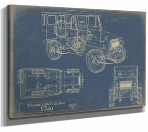 Bella Frye Home & Garden > Decor > Artwork 24" x 18" / Stretched Canvas Wrap / Blue Toyota Land Cruiser FJ40  Original Artwork