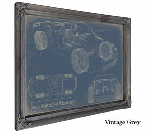 Bella Frye Home & Garden > Decor > Artwork 24" x 18" / Grey Frame / Blue Aston Martin Dbs Volante  Original Artwork