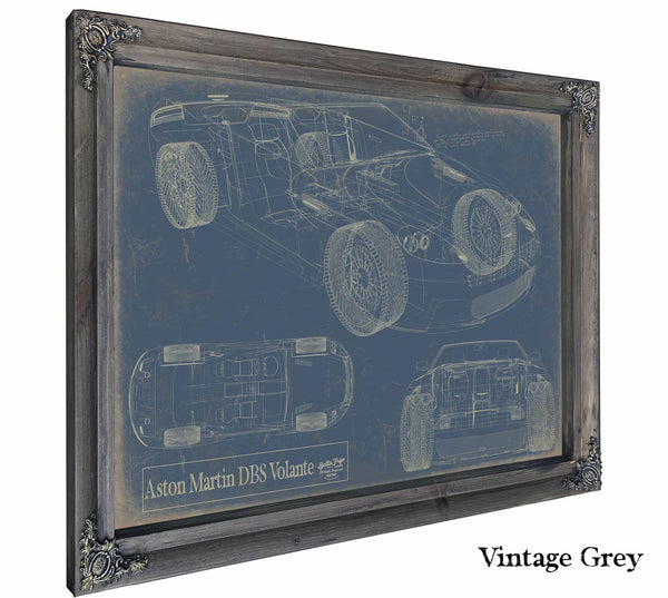 Bella Frye Home & Garden > Decor > Artwork 24" x 18" / Grey Frame / Blue Aston Martin Dbs Volante  Original Artwork