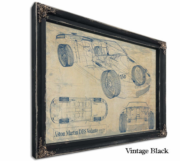 Bella Frye Home & Garden > Decor > Artwork 24" x 18" / Black Frame / Blue Aston Martin Dbs Volante  Original Artwork