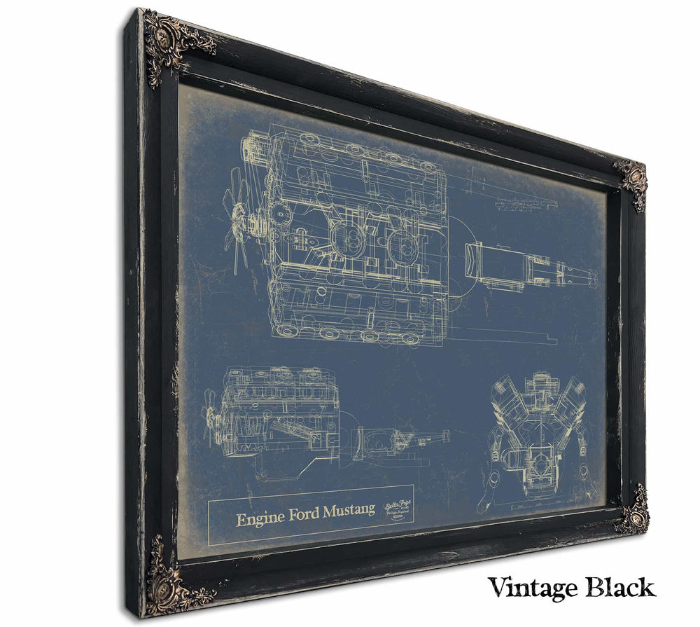 Bella Frye Home & Garden > Decor > Artwork 24" x 18" / Black Frame / Blue Engine Ford Mustang  Original Artwork
