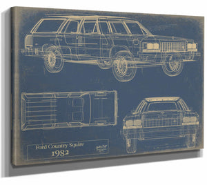 Bella Frye Home & Garden > Decor > Artwork 24" x 18" / Stretched Canvas Wrap / Blue Ford Country Squire 1982 1986  Original Artwork