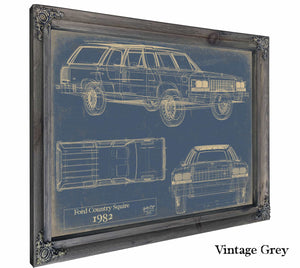 Bella Frye Home & Garden > Decor > Artwork 24" x 18" / Grey Frame / Blue Ford Country Squire 1982 1986  Original Artwork