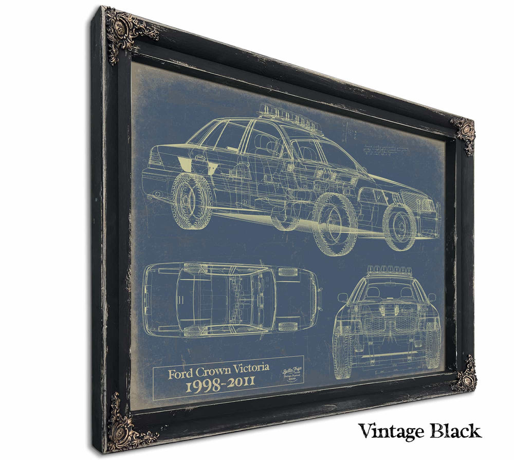 Bella Frye Home & Garden > Decor > Artwork 24" x 18" / Black Frame / Blue Ford Crown Victoria Police Car 1998 2011  Original Artwork