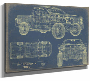 Bella Frye Home & Garden > Decor > Artwork 24" x 18" / Stretched Canvas Wrap / Blue Ford F-150 Raptor 2017 Original Artwork